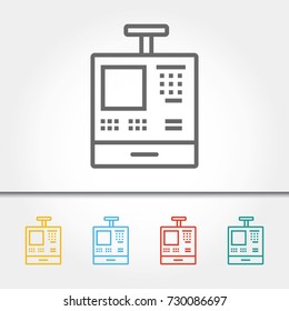 Cashier Register Thin Line Single Icon Vector Illustration