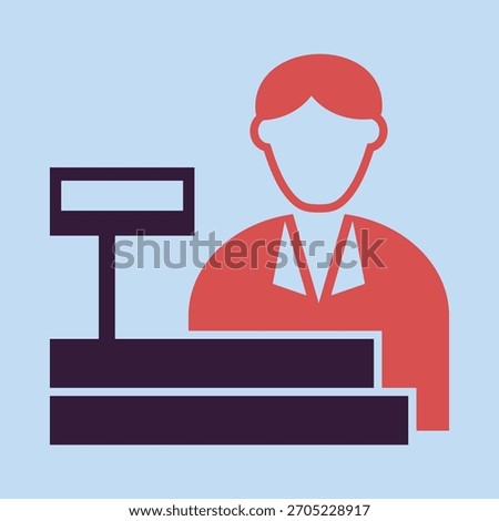 Cashier smart trendy vector ravishing amazing design useful Illustration colorful background.eps