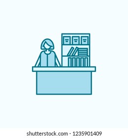 cashier in store 2 colored line icon. Simple colored element illustration. cashier in store outline symbol design from shopping mall set