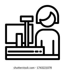 cashier, store - icon line vector - e commerce icons