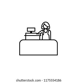 cashier in store outline icon. Element of shopping icon for mobile concept and web apps. Thin line cashier in store icon can be used for web and mobile