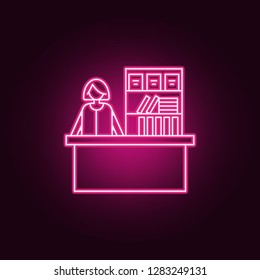 cashier in store outline icon. Elements of Mall Shopping center in neon style icons. Simple icon for websites, web design, mobile app, info graphics