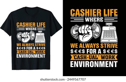 Cashier T Shirt Design or cashier vector, cashier elements, poster, banker t shirt design, accountant t-shirt design 