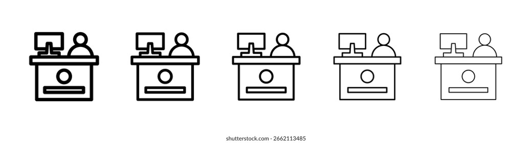 Kassierer Tisch Symbol gefüllt flachen Schild Konzept für Web-Design.