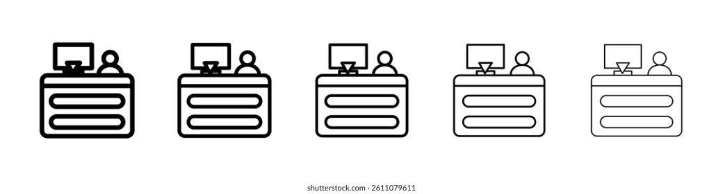 cashier table icon Symbol mark in Outline style