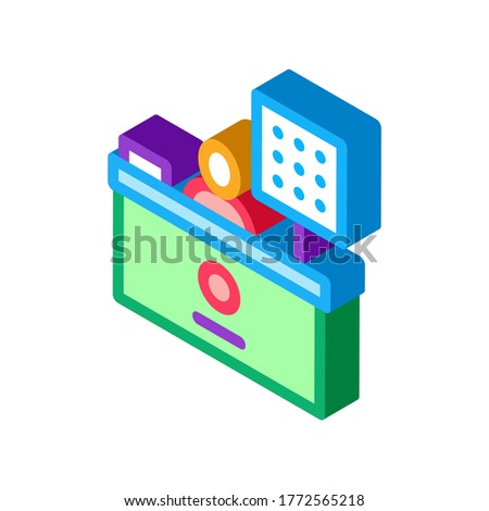 Cashier Table Icon Vector. Isometric Cashier Table sign. color isolated symbol illustration