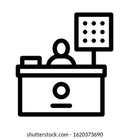 Cashier Table Icon Vector. Outline Cashier Table Sign. Isolated Contour Symbol Illustration