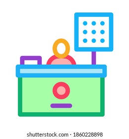 Cashier Table Icon Vector. Outline Cashier Table Sign. Isolated Contour Symbol Illustration