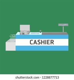 cashier table teller money coin clerk receiver vector illustration eps10