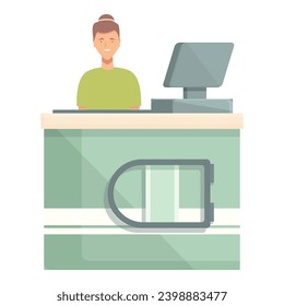 Cashier teenager first job icon cartoon vector. Supermarket person. Store teen people