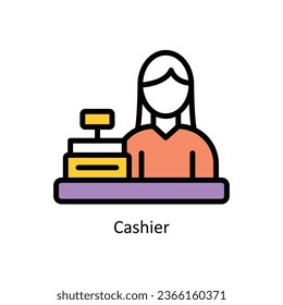 Cashier vector Fill outline Icon Design illustration. Web store Symbol on White background EPS 10 File 