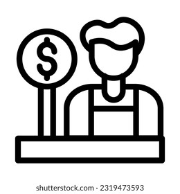 Cashier Vector Thick Line Icon For Personal And Commercial Use.
