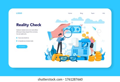 Cashier web banner or landing page. Worker behind the cashier counter in the supermarket, shop, store. Client service, payment operation. Cash accounting and calculations. Vector illustration