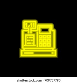Cashier yellow glowing neon ui ux icon. Glowing sign logo vector