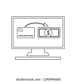 cashing from the card on the monitor icon. Element of banking for mobile concept and web apps icon. Outline, thin line icon for website design and development, app 