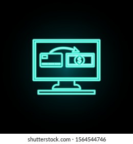 Cashing from the card on the monitor neon icon. Simple thin line, outline vector of banking icons for ui and ux, website or mobile application