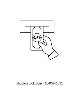 cashing out of an ATM icon. Element of banking icon for mobile concept and web apps. Thin line  icon for website design and development, app development. Premium icon on white background