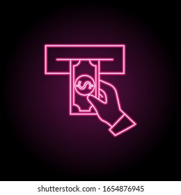 Retirando de un icono de atm. Línea delgada simple, contorno vector de iconos bancarios para ui y ux, sitio web o aplicación móvil
