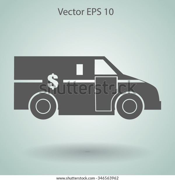 cash-in-transit vehicle with the dollar on\
the back vector\
illustration