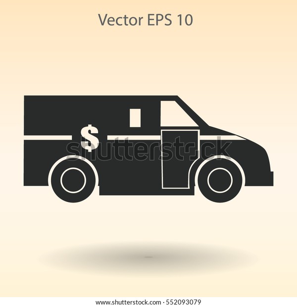 cash-in-transit vehicle with the dollar on\
the back vector\
illustration