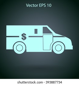cash-in-transit vehikle with the dollar on the back vector illustration
