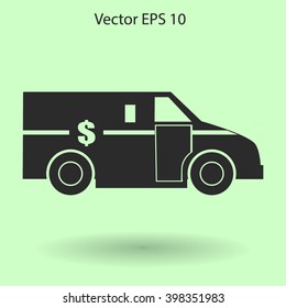 cash-in-transit vehikle with the dollar on the back vector illustration