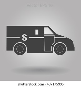 cash-in-transit vehikle with the dollar on the back vector illustration
