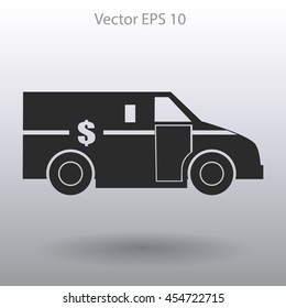 cash-in-transit vehikle with the dollar on the back vector illustration