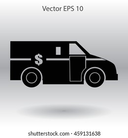cash-in-transit vehikle with the dollar on the back vector illustration