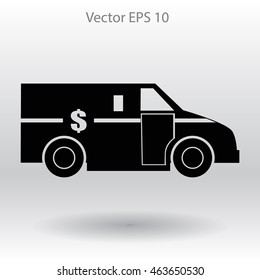 cash-in-transit vehikle with the dollar on the back vector illustration