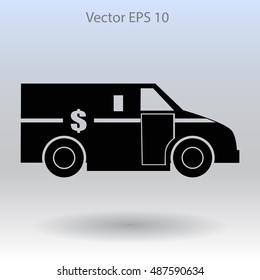 cash-in-transit vehikle with the dollar on the back vector illustration