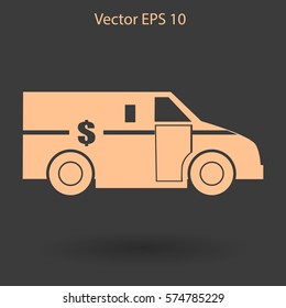 cash-in-transit vehikle with the dollar on the back vector illustration