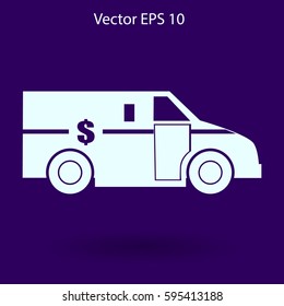 cash-in-transit vehikle with the dollar on the back vector illustration