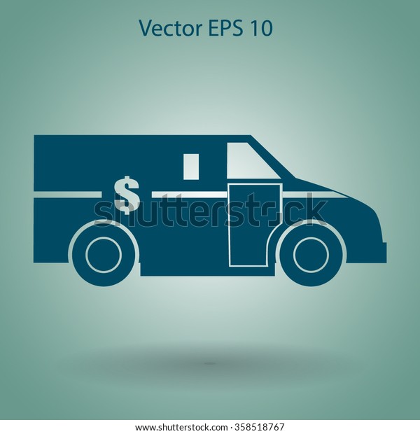 cash-in-transit vehikle with the dollar on the back\
vector illus