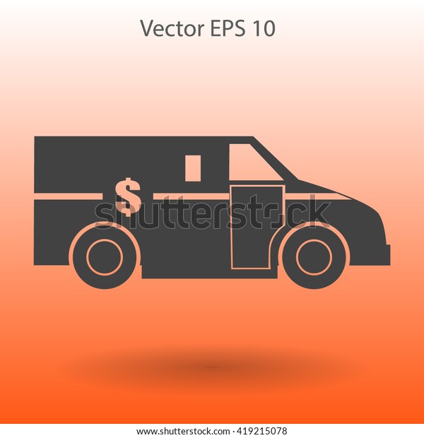 cash-in-transit vehikle with the dollar on\
the back vector\
illustration