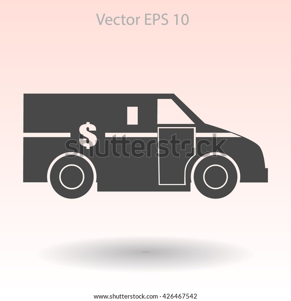 cash-in-transit vehikle with the dollar on\
the back vector\
illustration