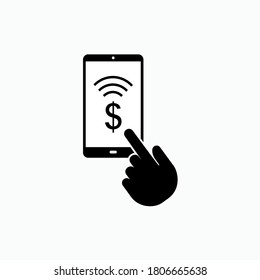 Cashless Icon Applied on Device. Modern Payment Methods Symbol - Vector.