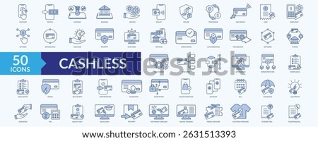 Cashless icon collection set with integration, security, platform, verification, encryption