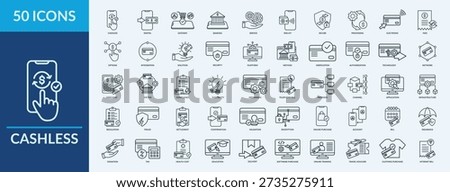 Cashless - Icon Collection. Thin Outline Set contains such Icons as banking, platform, encryption and more. Simple web icons set