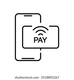 Cashless mobile payment icon vector. NFC payment linear icon