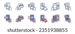 cashless mobile payment qr code icon set vector pos shopping smartphone secure money transfer symbol illustration