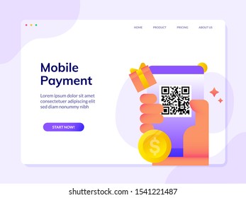 Cashless Mobile Payment Website Landing Page Vector Design Illustration Template
