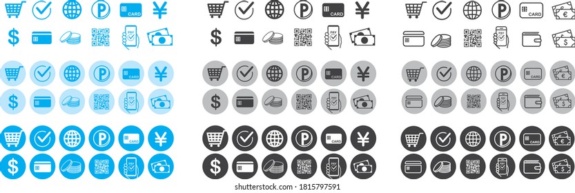 cashless and money vector icons set