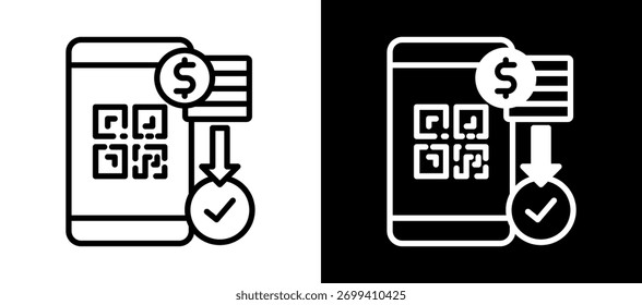 Cashless Pay Icon Ilustración vectorial negro blanco