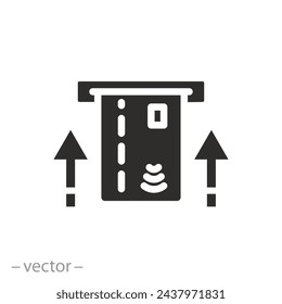 cashless pay terminal icon, atm slot, insert credit card, flat symbol on white background - vector illustration