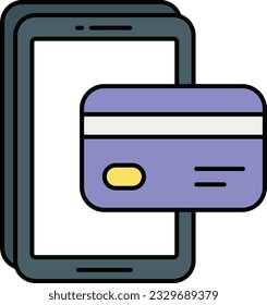 Diseño de un icono de esquema plano de pago sin efectivo