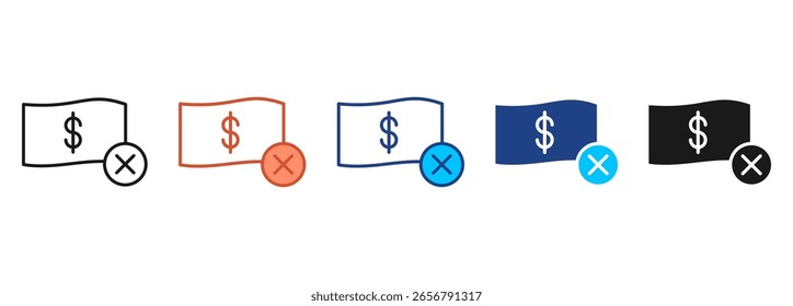 Conjunto de iconos de pago sin efectivo Colección de estilo múltiple