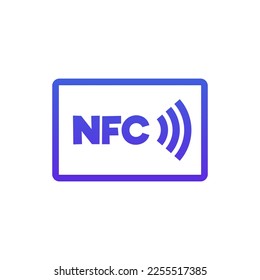 Cashless payment with NFC technology logo or icon design, vector illustration isolated on white background. NFC payment connection symbol with inscription in square frame.
