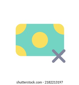 Cashless Payment Only Flat Color Ui Icon. Pay With Credit Card. Reject Paper Money. Simple Filled Element For Mobile App. Colorful Solid Pictogram. Vector Isolated RGB Illustration
