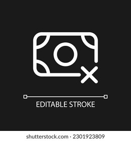 Cashless payment only pixel perfect white linear ui icon for dark theme. Pay with credit card. Vector line pictogram. Isolated user interface symbol for night mode. Editable stroke. Arial font used